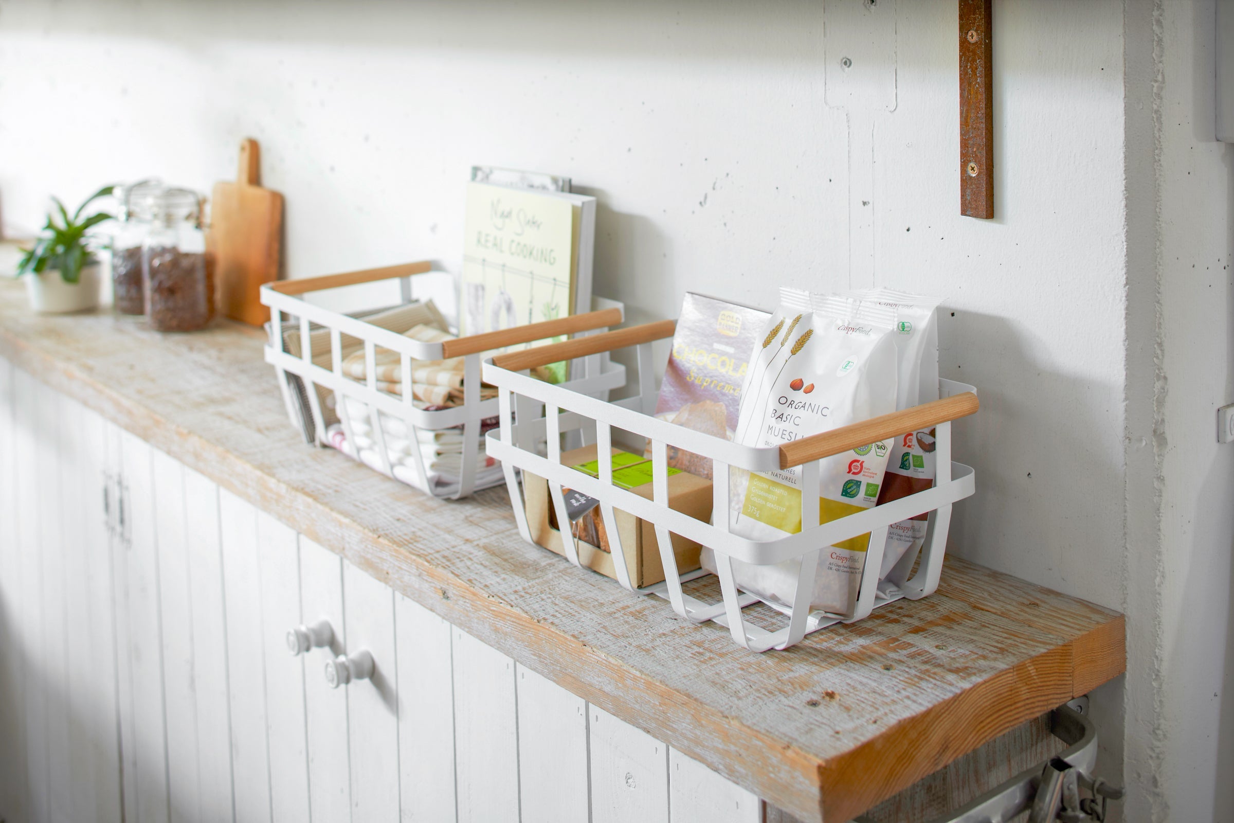 Storage Basket - Medium - Steel + Wood