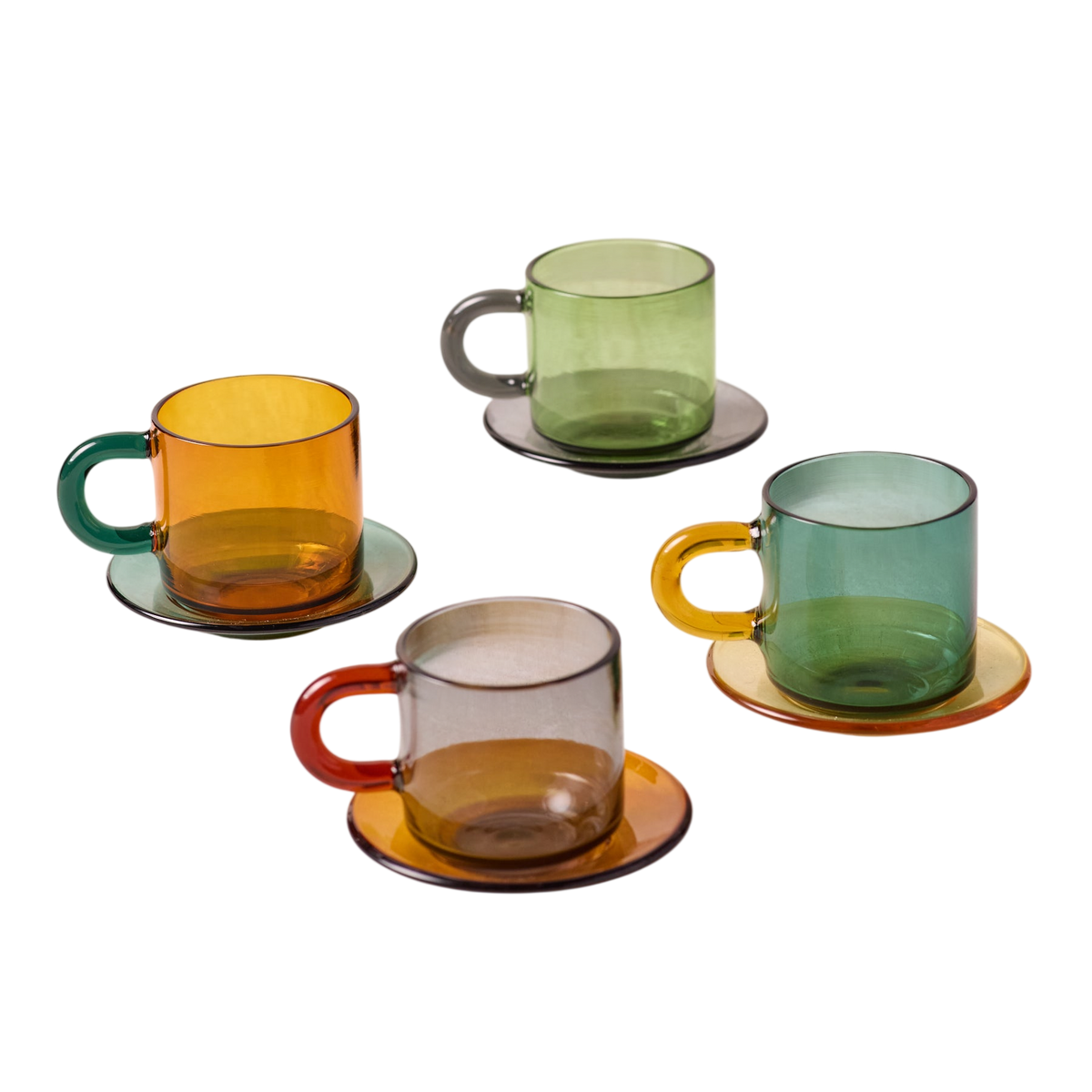 Niko Glass Espresso Cup & Saucer, Set of 4