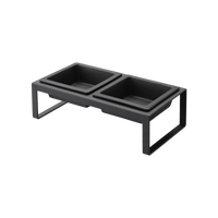 Pet Food Bowl - Tall - Steel + Ceramic