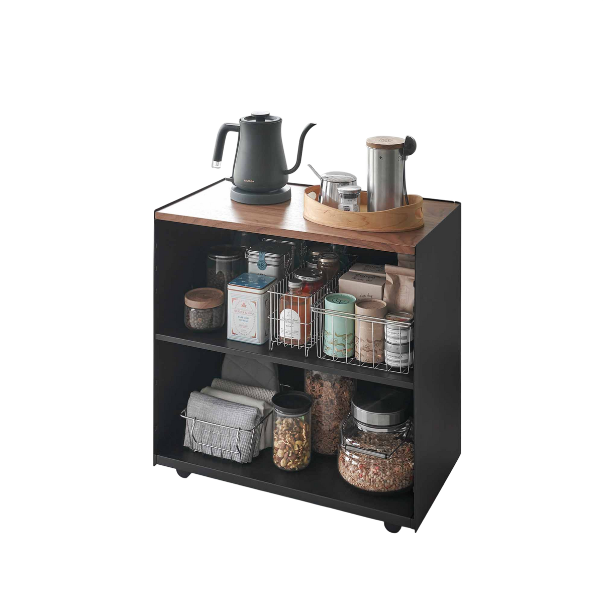 Mobile Hideaway Storage Cart (23" H) - Steel + Wood