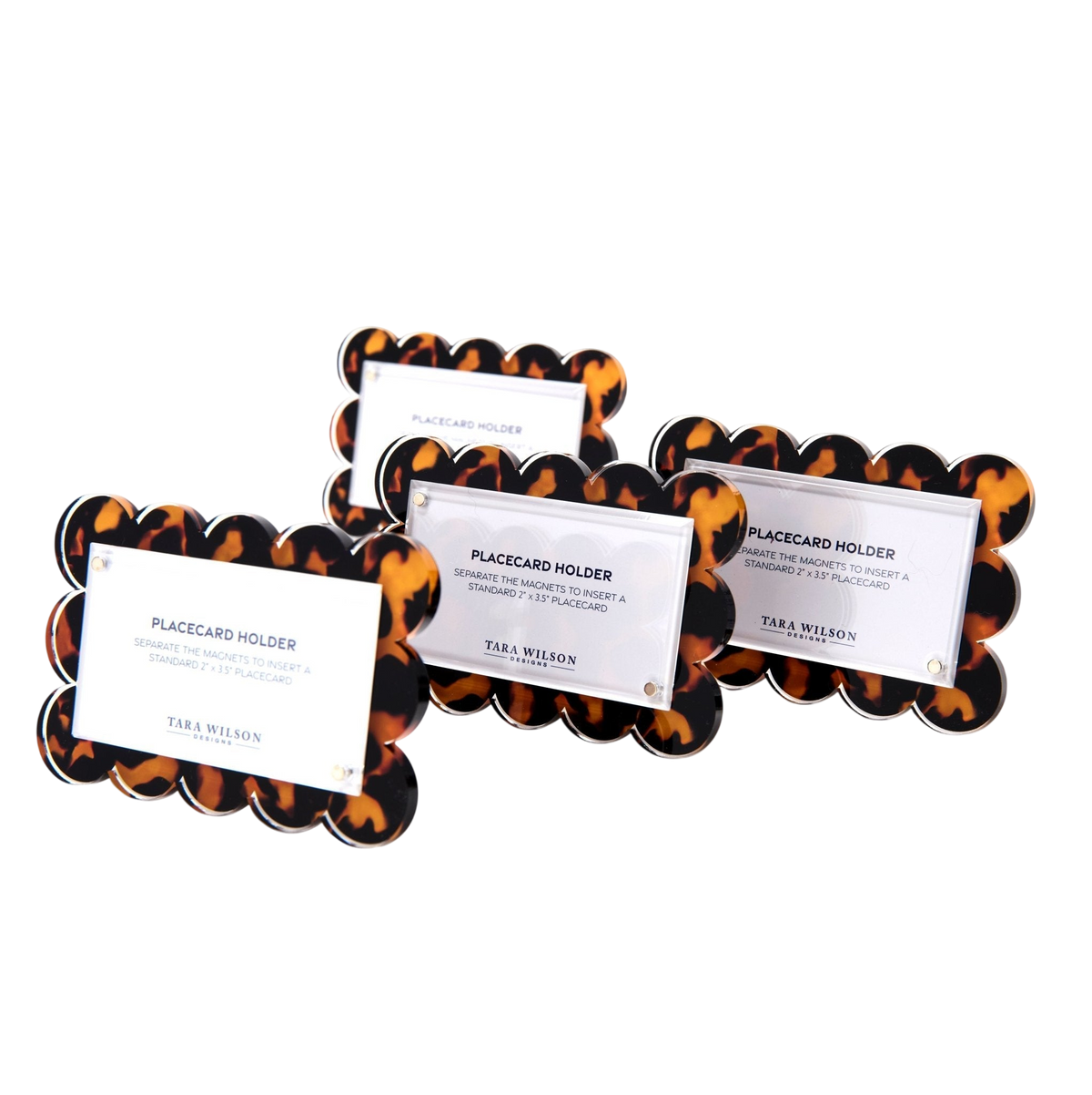 Tortoise Acrylic Scallop Place Card Holder (Set of 4)