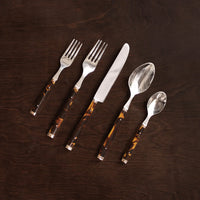 Tortoise Gold Stainless Flatware (Set of 5)