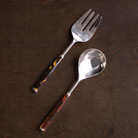 Tortoise and Gold Stainless Salad Servers