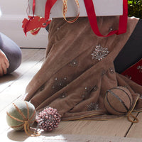 Extra Large Snowflake Tree Skirt - Taupe