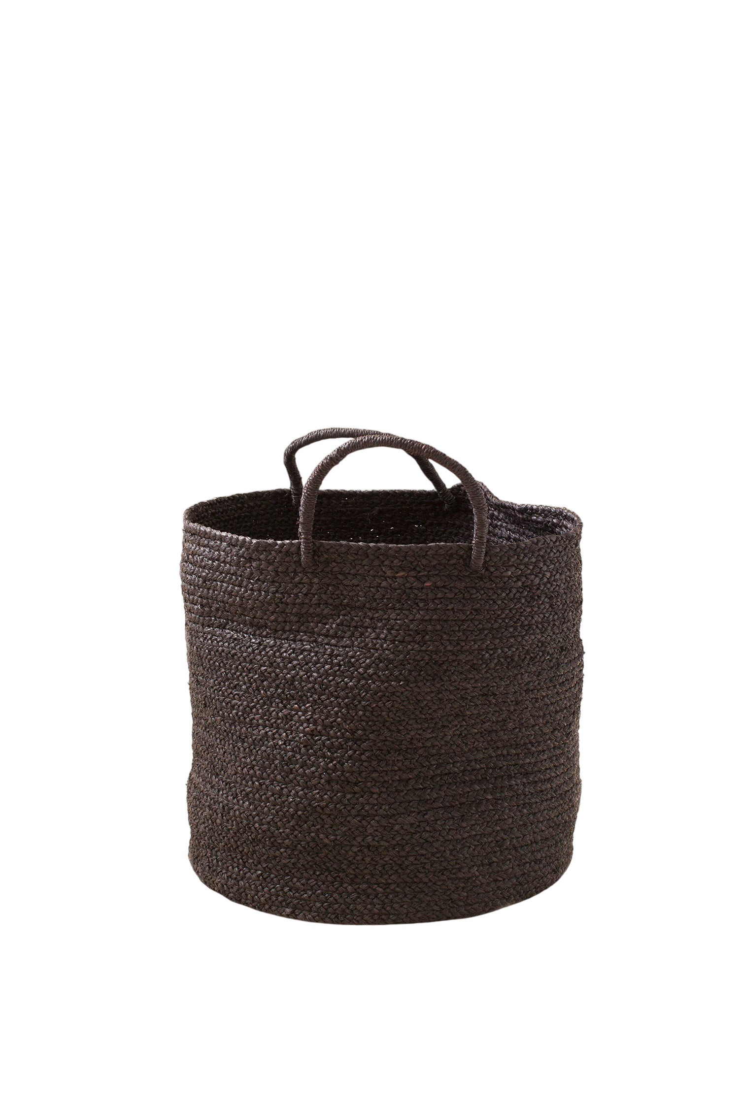 Medium Braided Raffia Basket Black