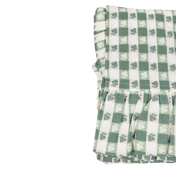 Virginia Stripe Green 120" Round Ruffled Tablecloth