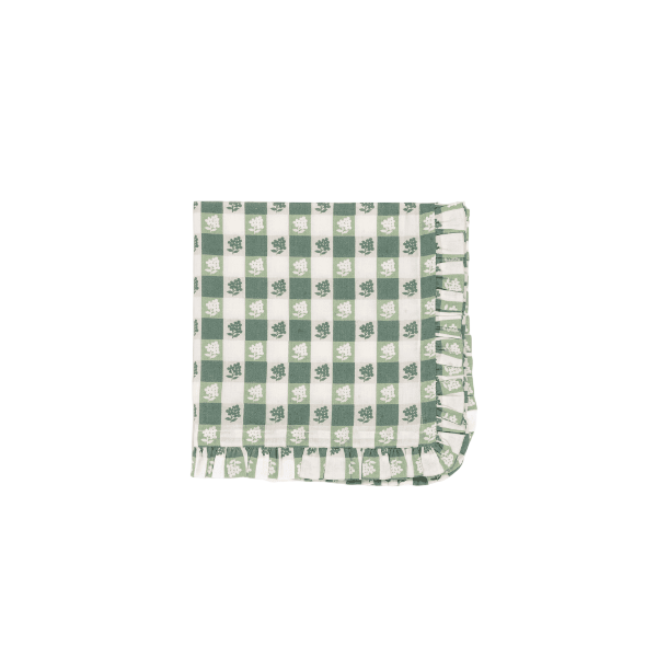 Virginia Stripe Green Ruffled Napkins, Set of 4