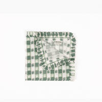 Virginia Stripe Green Ruffled Napkins, Set of 4