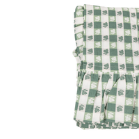 Virginia Stripe Green Ruffled Rectangle Tablecloth
