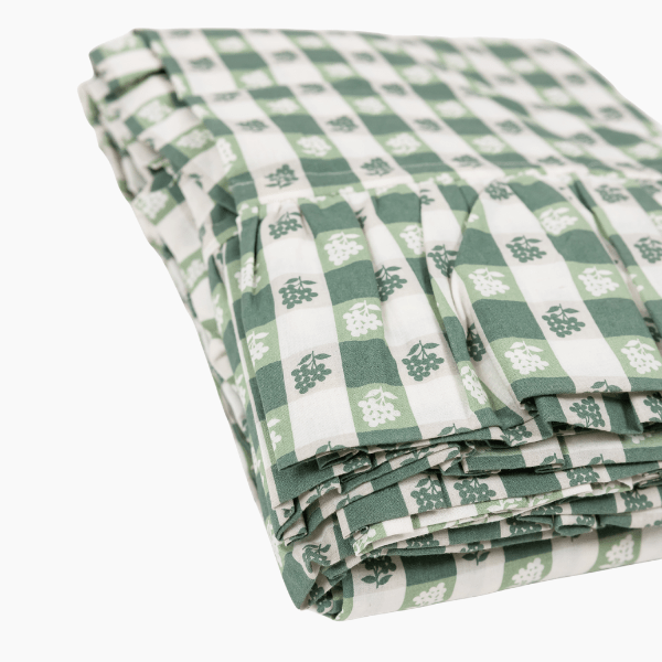 Virginia Stripe Green Ruffled Rectangle Tablecloth