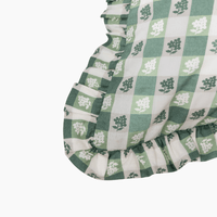 Virginia Stripe Green Ruffled Throw Pillow