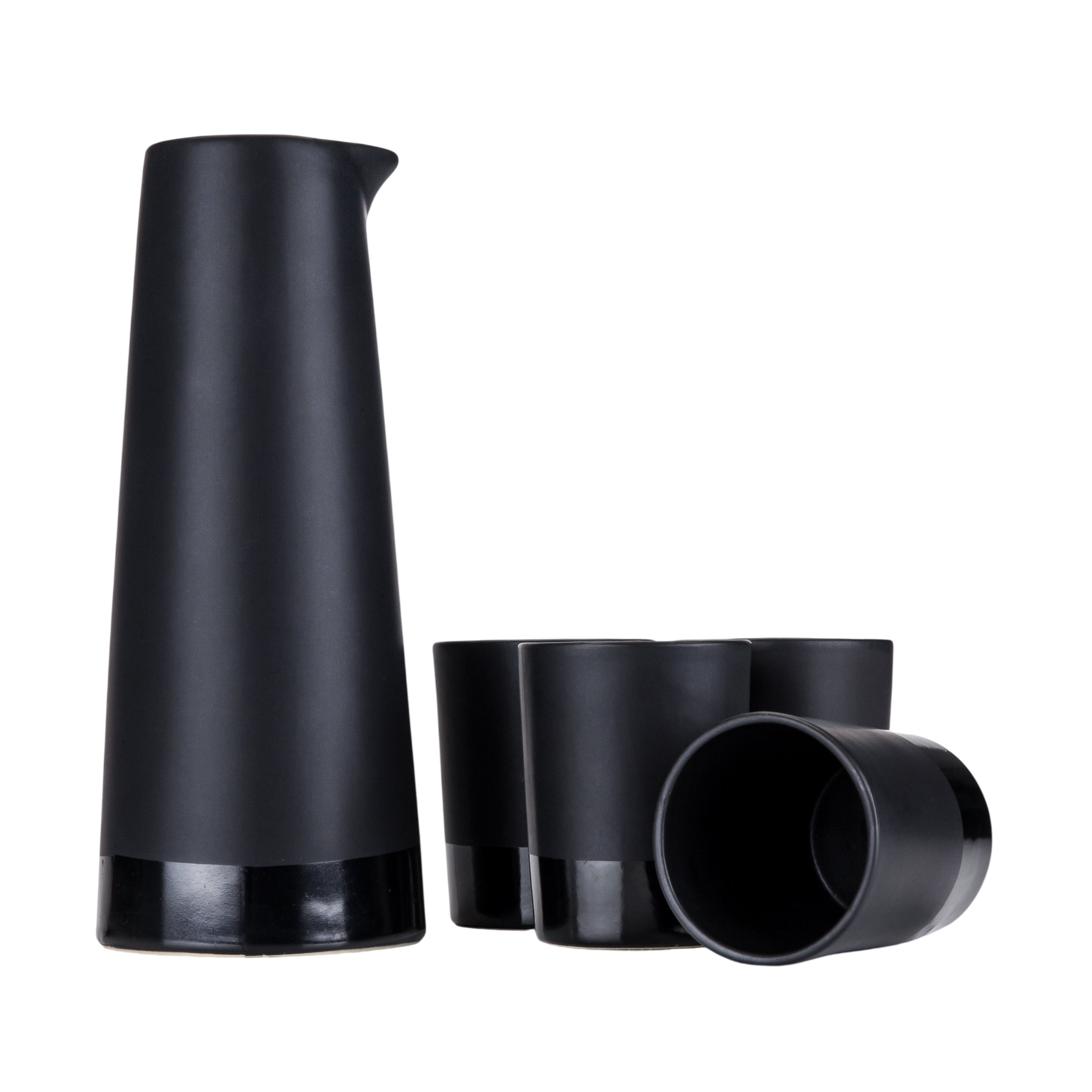 5-Piece Stoneware Sake Set in Black