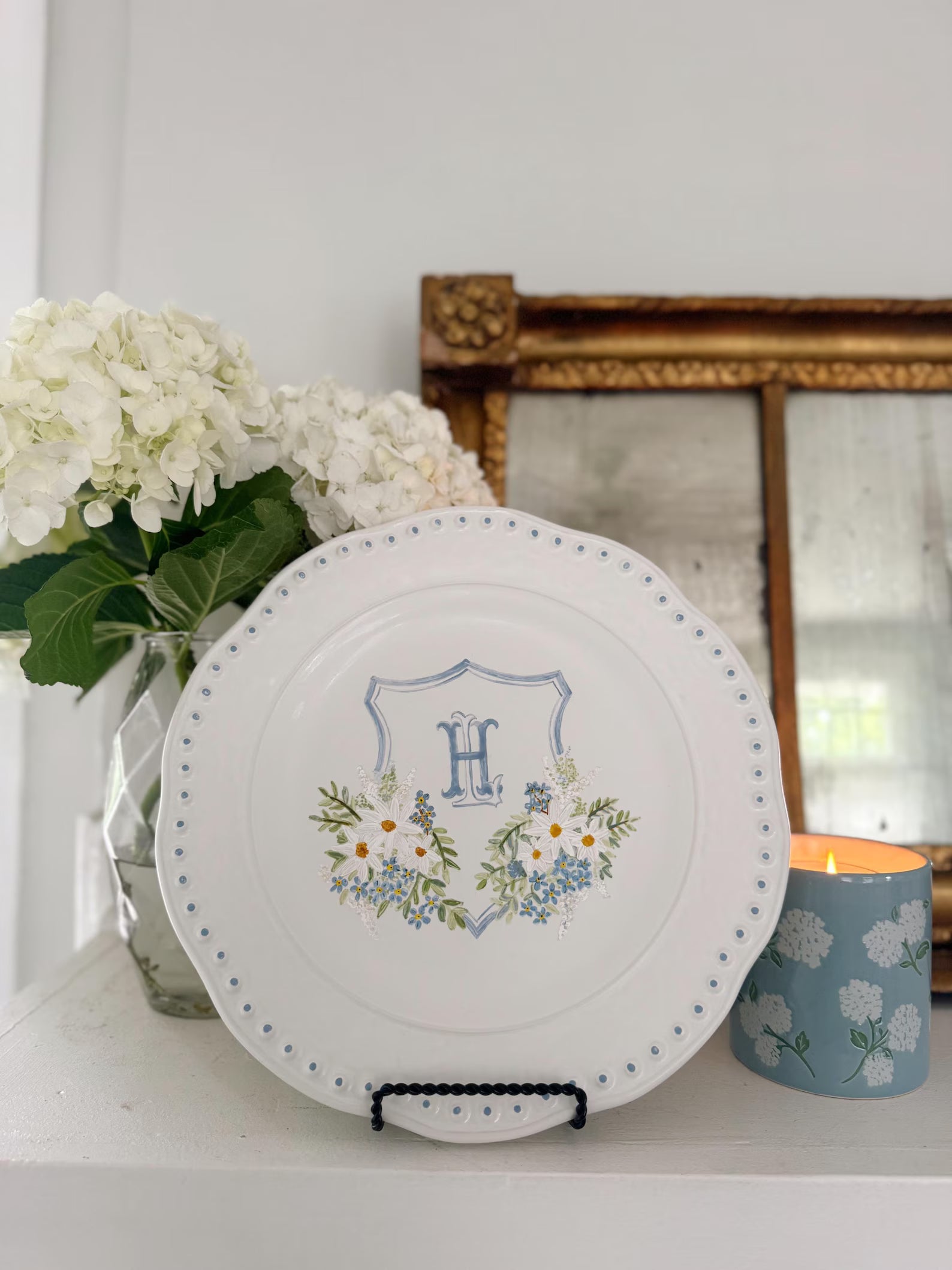 Custom Wedding Crest Painted Plate by Mallory