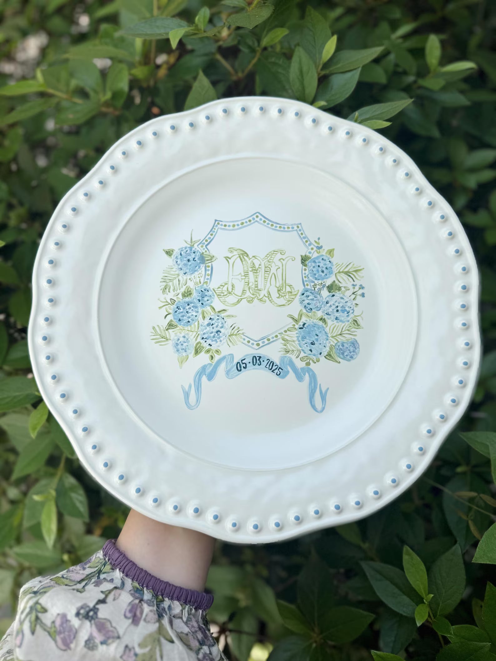 Custom Wedding Crest Painted Plate by Mallory