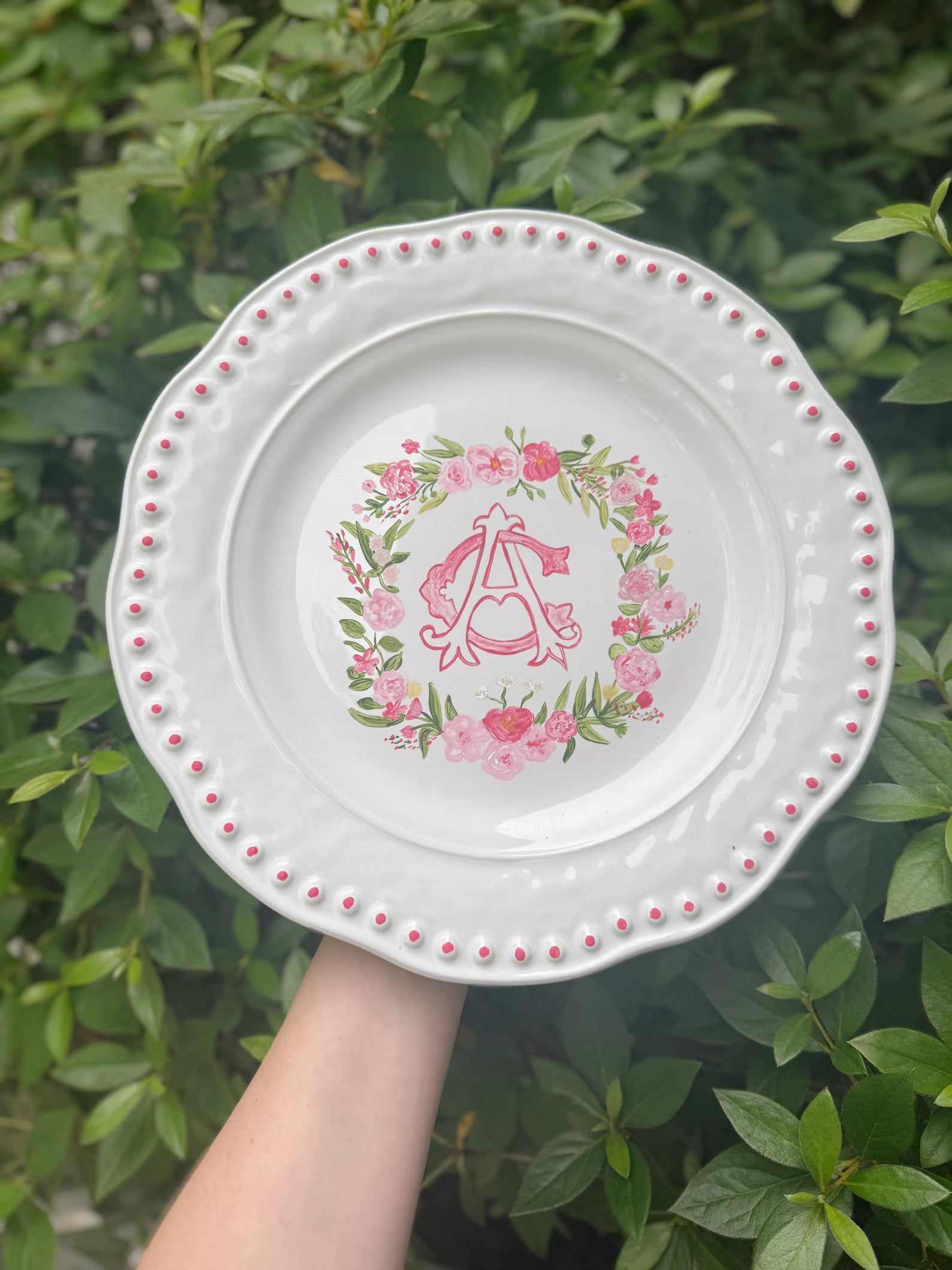 Custom Wedding Crest Painted Plate by Mallory
