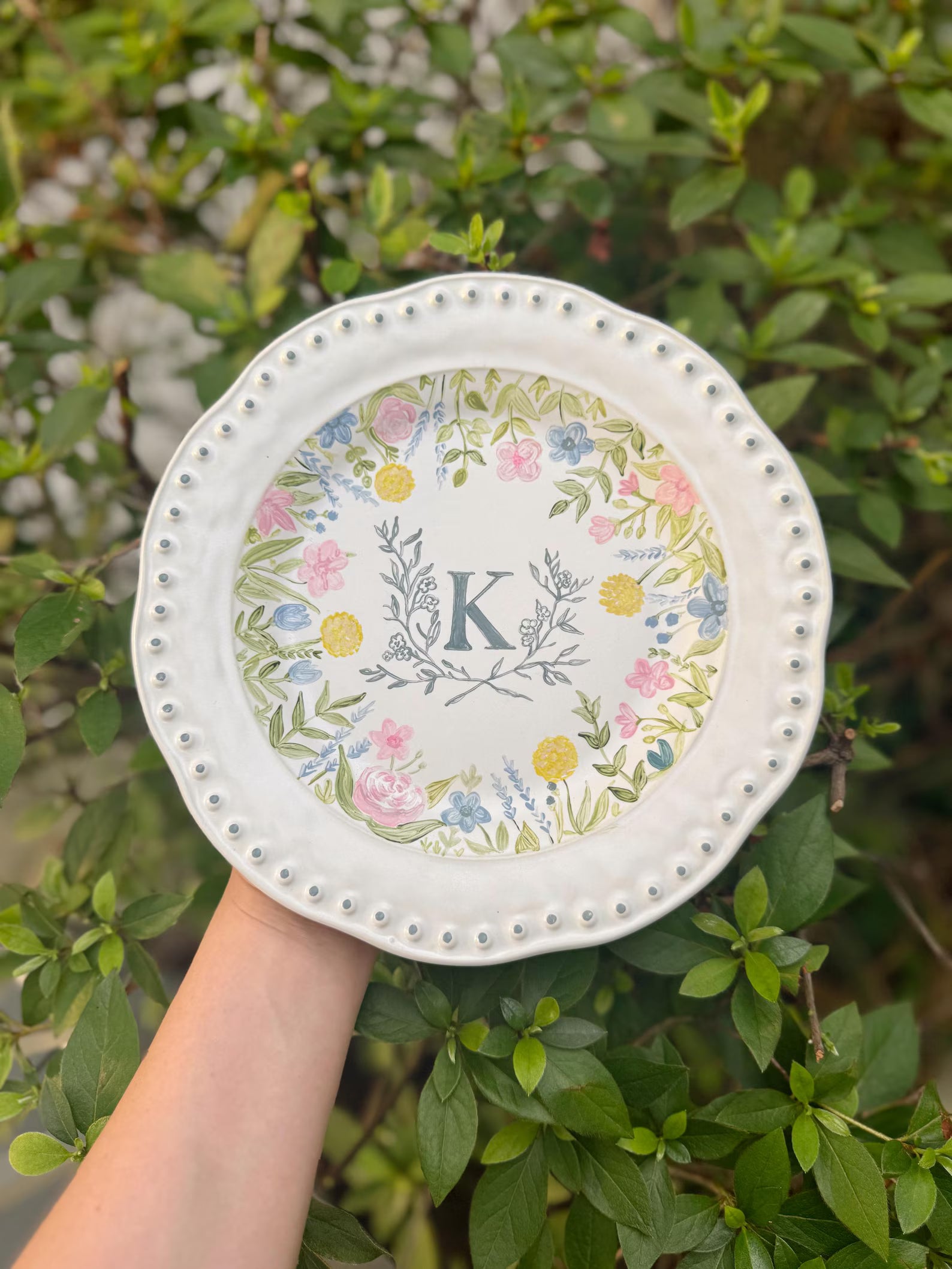Custom Wedding Crest Painted Plate by Mallory