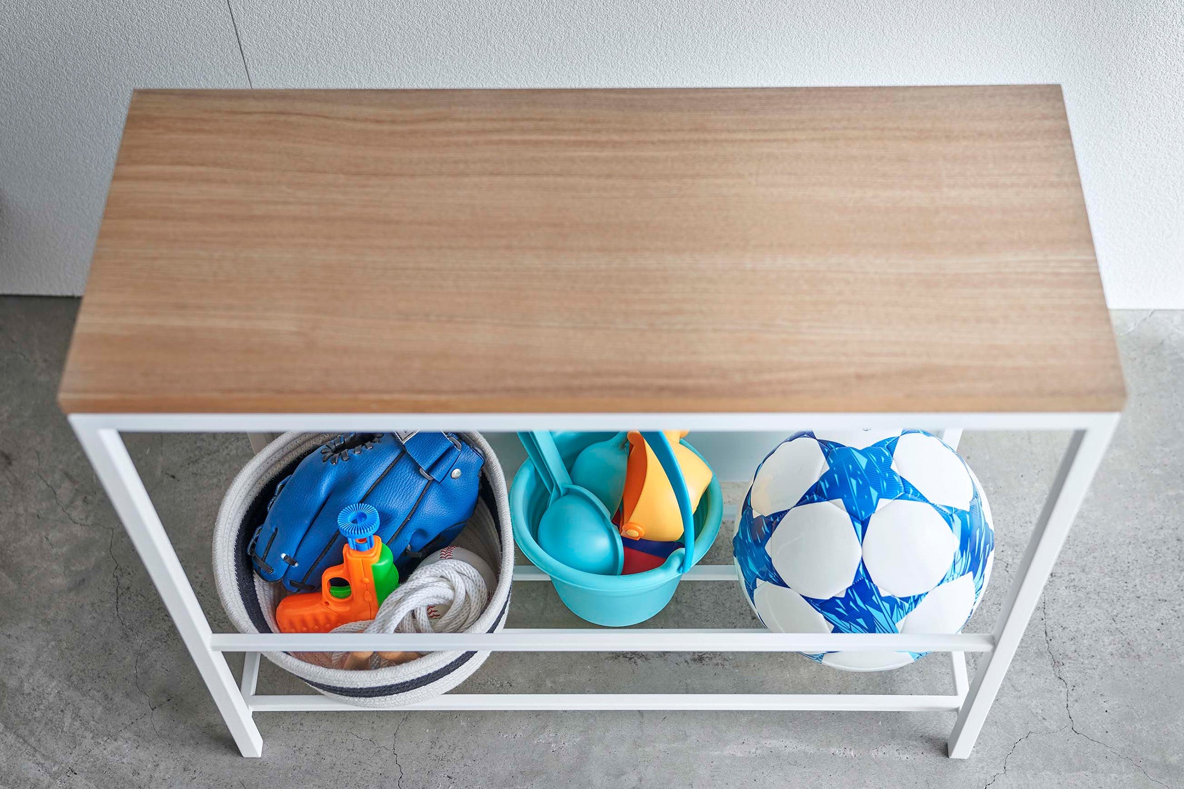Entryway Storage Organizer & Bench (18" H)  - Steel + Wood