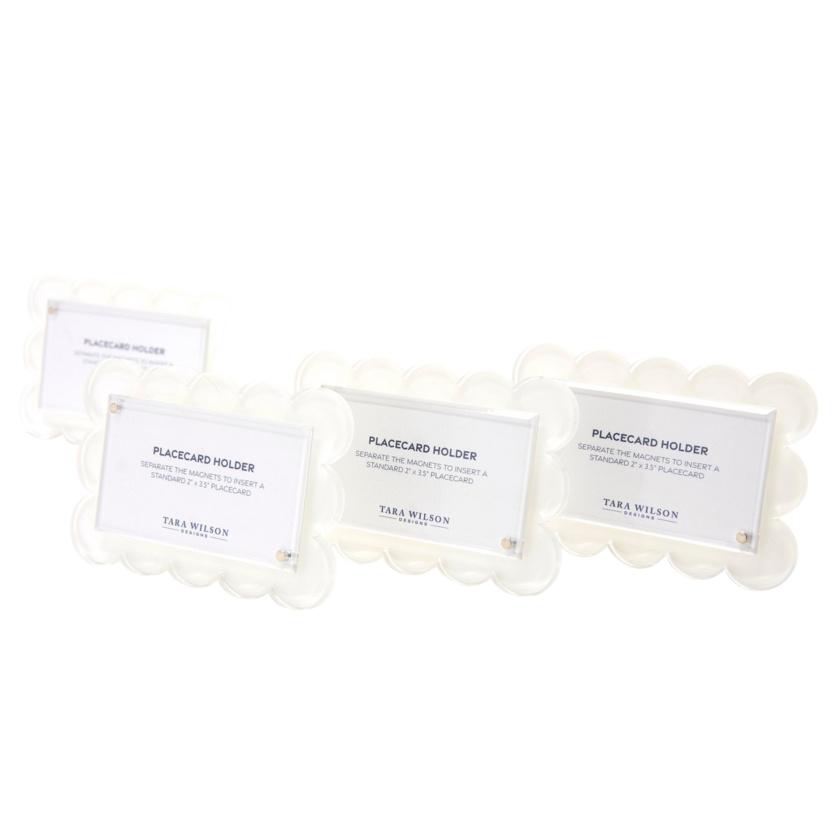 White Acrylic Scallop Place Card Holder (Set of 4)