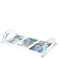 White Base Acrylic Scallop Handle Photo Tray