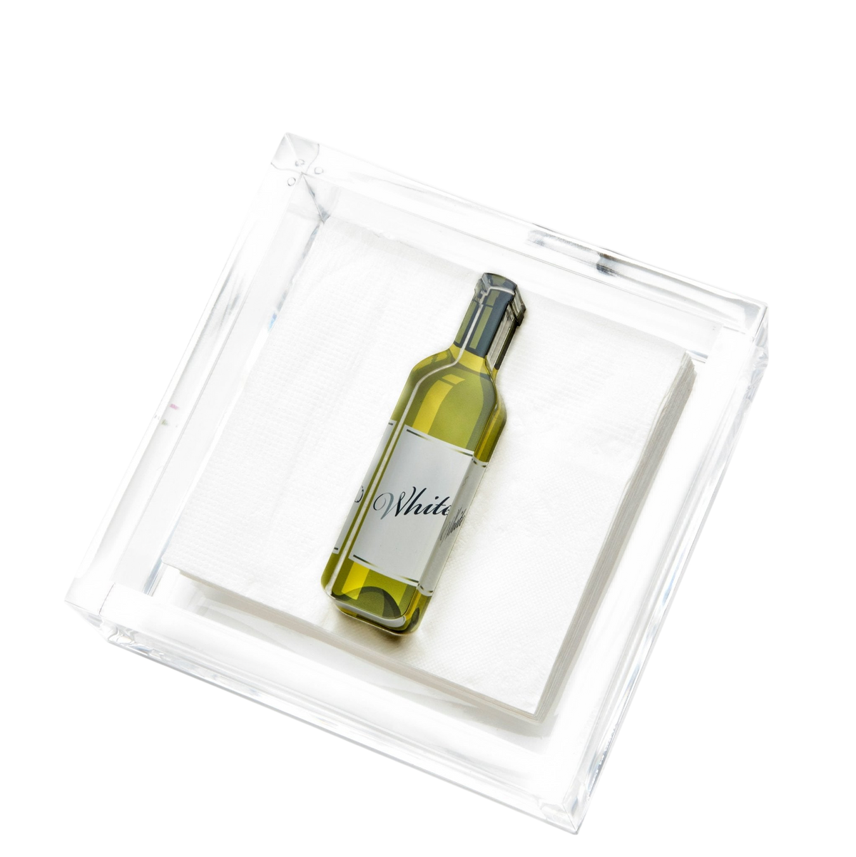 White Wine Bottle Acrylic Cocktail Napkin Holder
