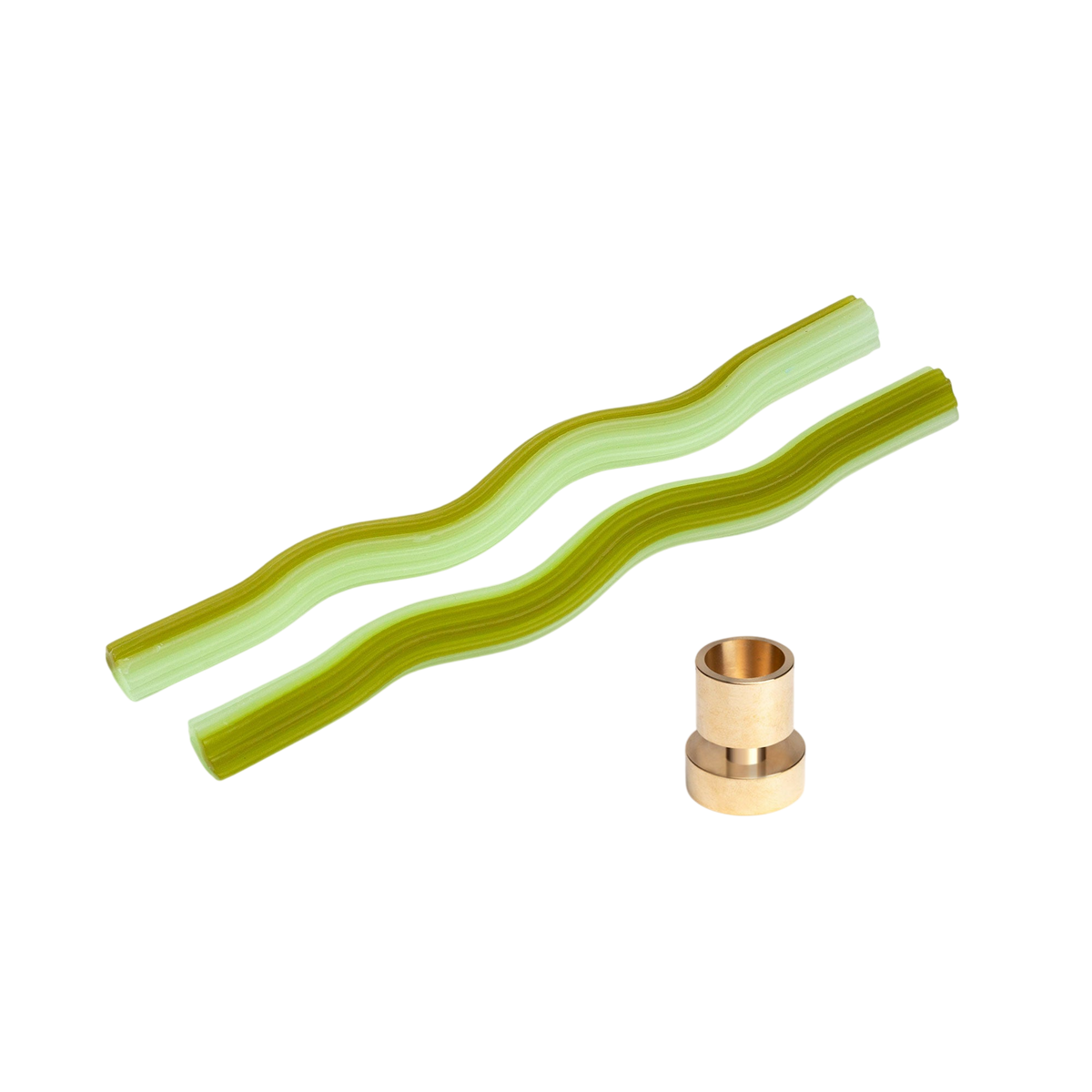 Wiggle Green (2 pack) + Brass Taper Candle Holder