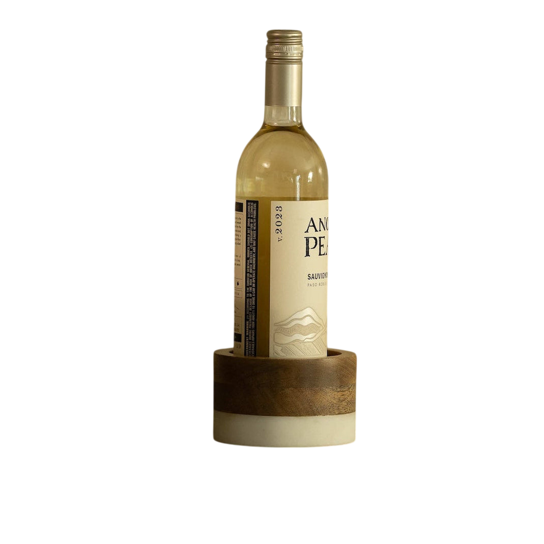 Wood + White Marble Wine Coaster