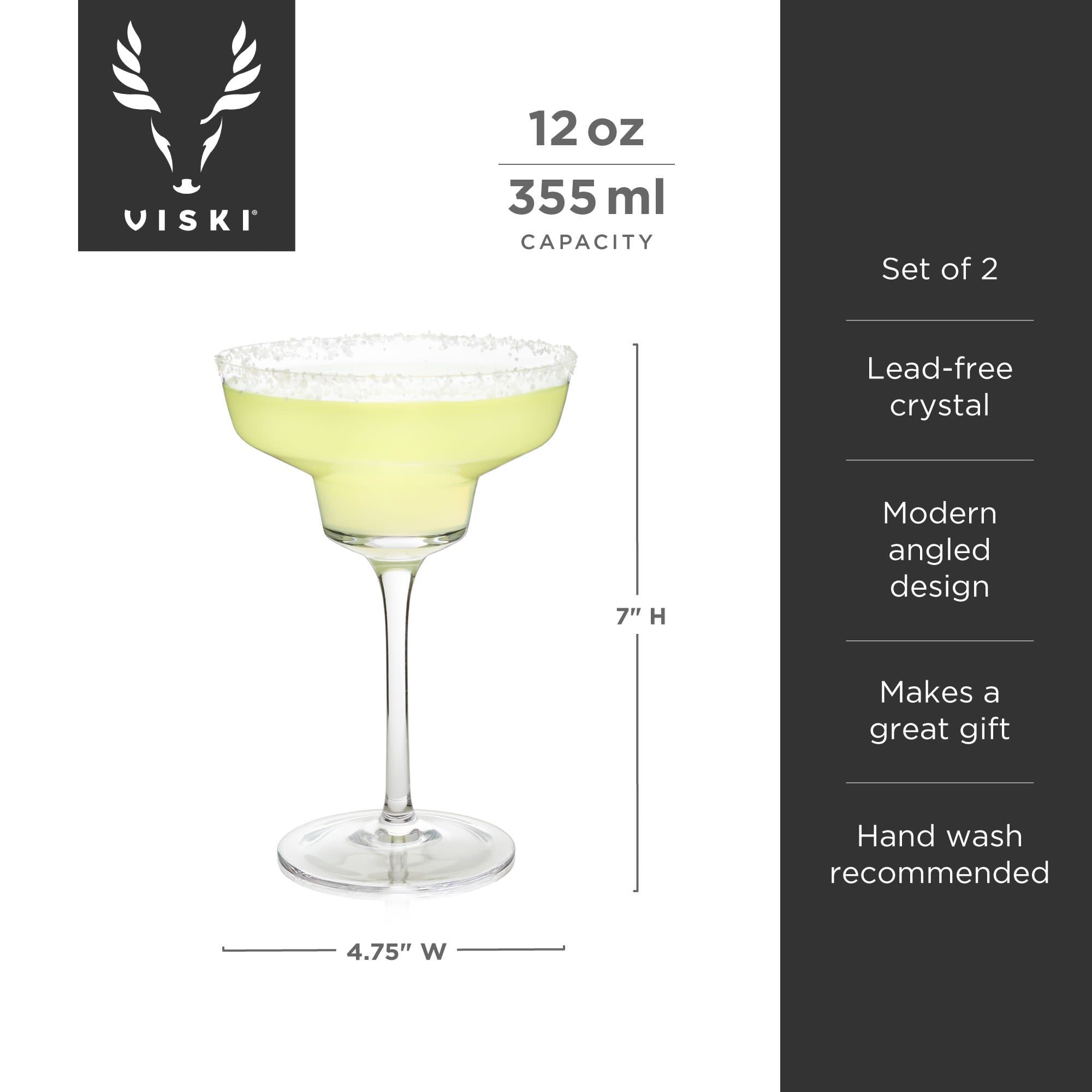 Raye Angled Crystal Margarita Glasses Set of 2