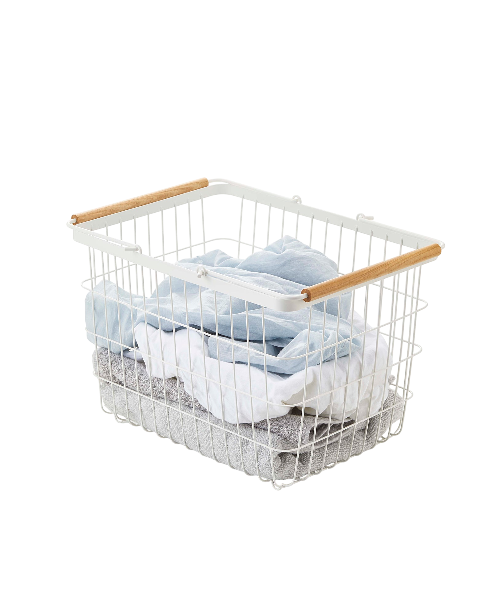 Wire Basket - Two Sizes - Steel + Wood