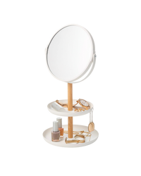 Two-Tier Jewelry Tray With Mirror - Steel + Wood