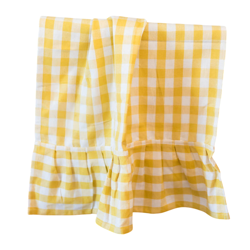 Yellow Gingham Ruffled Dish Towel