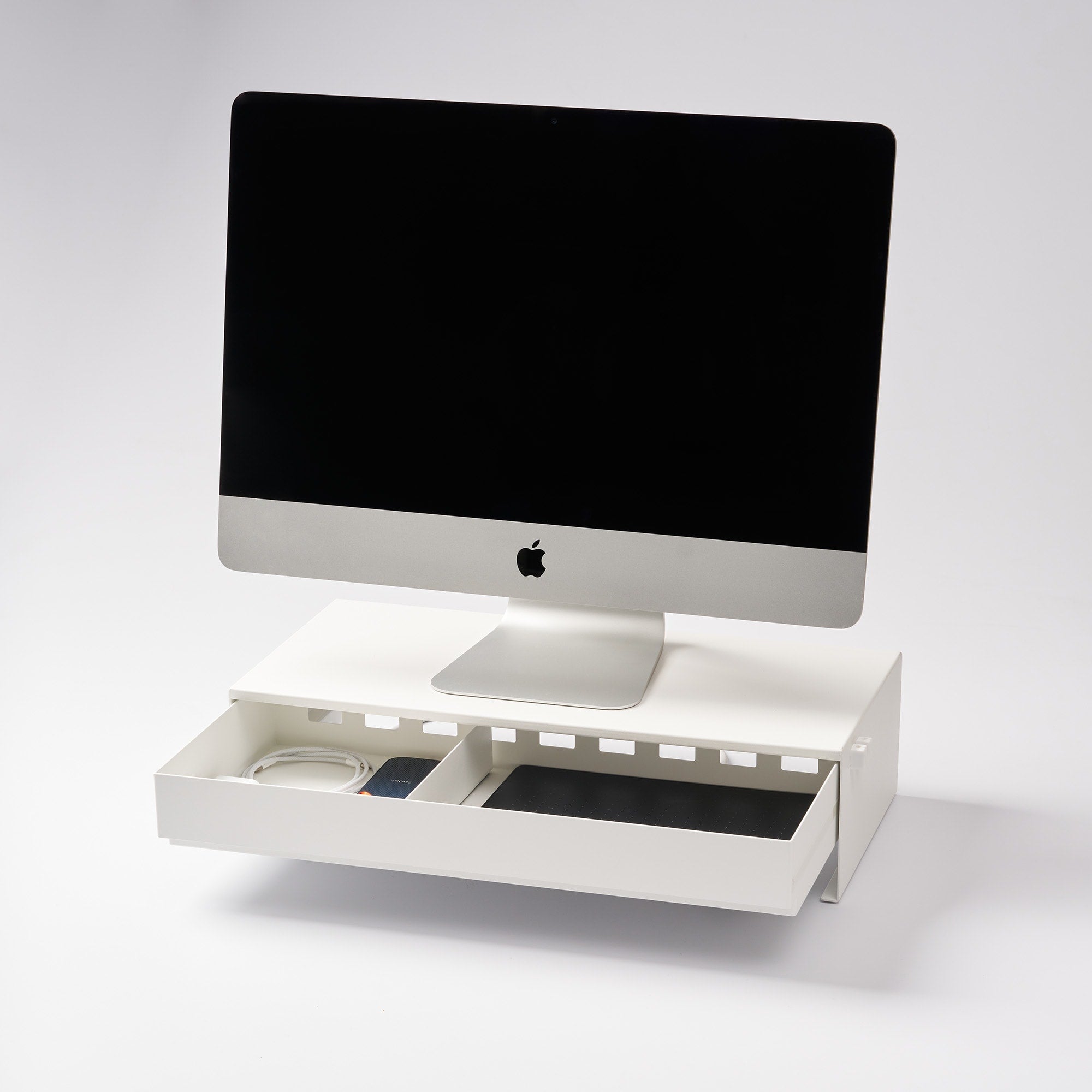 Monitor Stand With Drawer - Steel