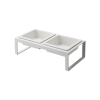 Pet Food Bowl - Tall - Steel + Ceramic