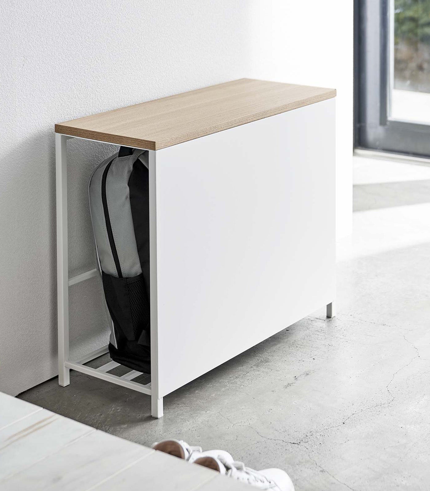 Entryway Storage Organizer & Bench (18" H)  - Steel + Wood